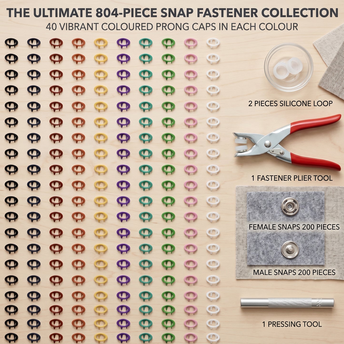 Snap Fastener Kit for Clothing and Crafts
