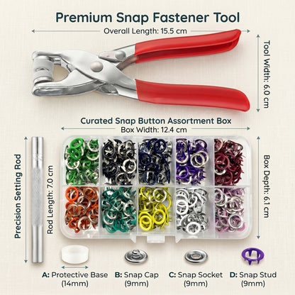 Snap Fastener Kit for Clothing and Crafts