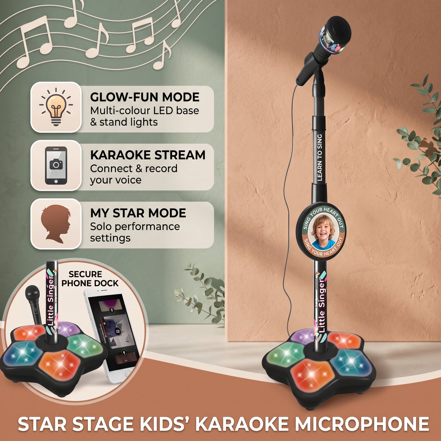 Kids Karaoke Microphone with Stand