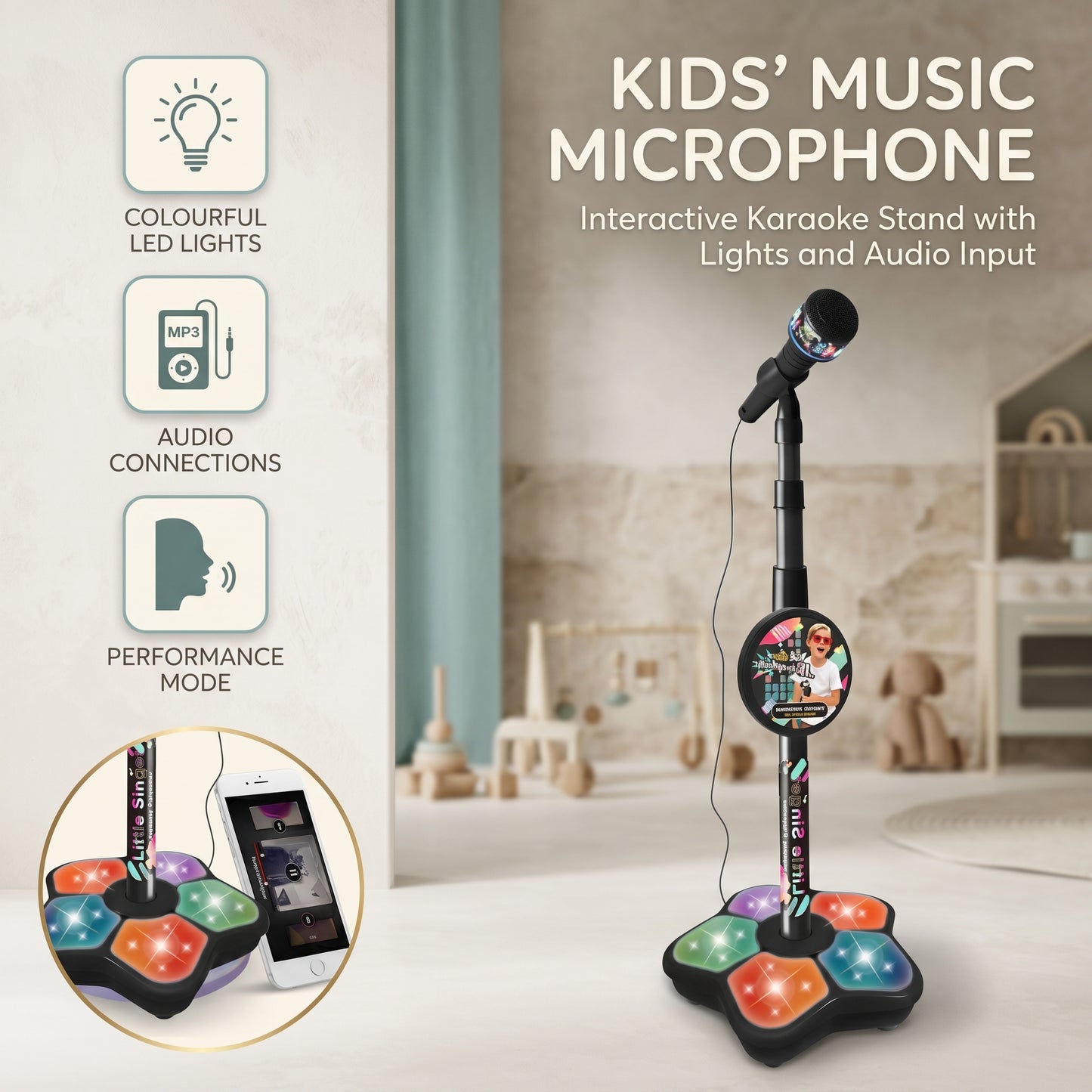 Kids Karaoke Microphone with Stand