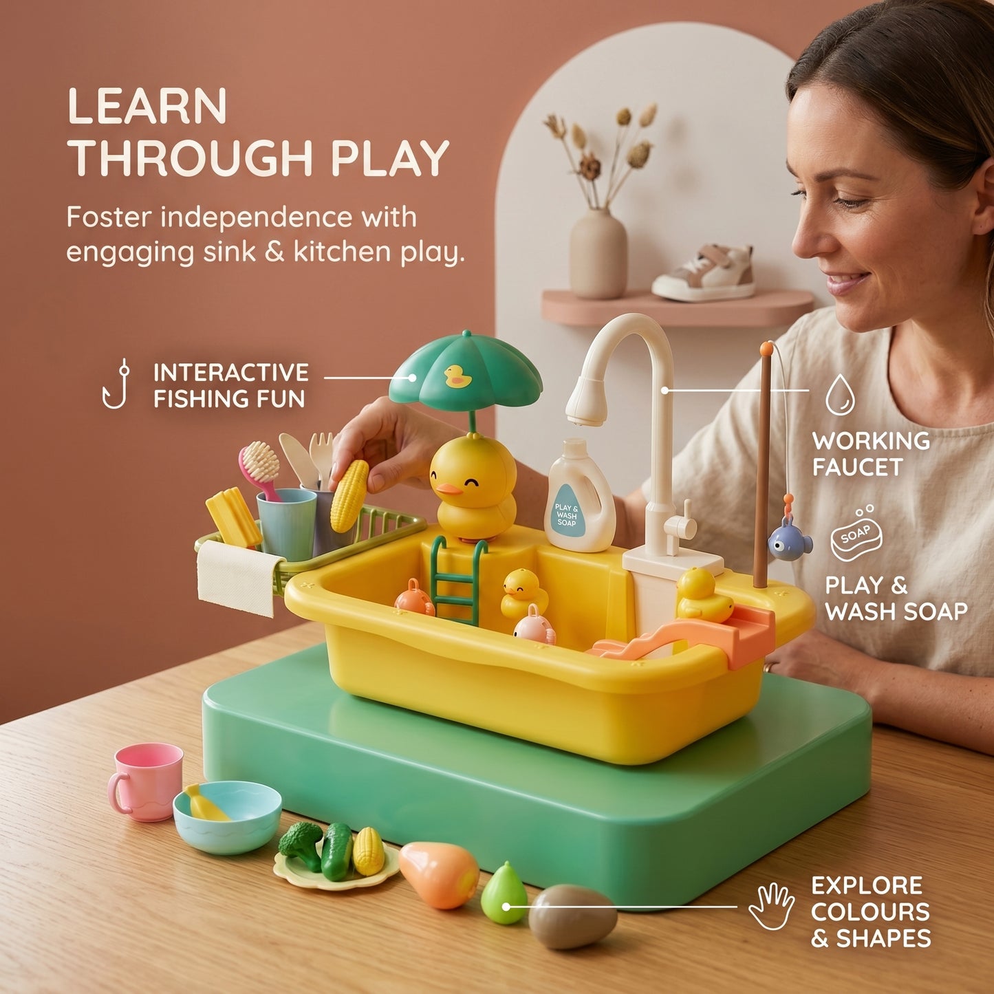 Kids Kitchen Sink Play Set