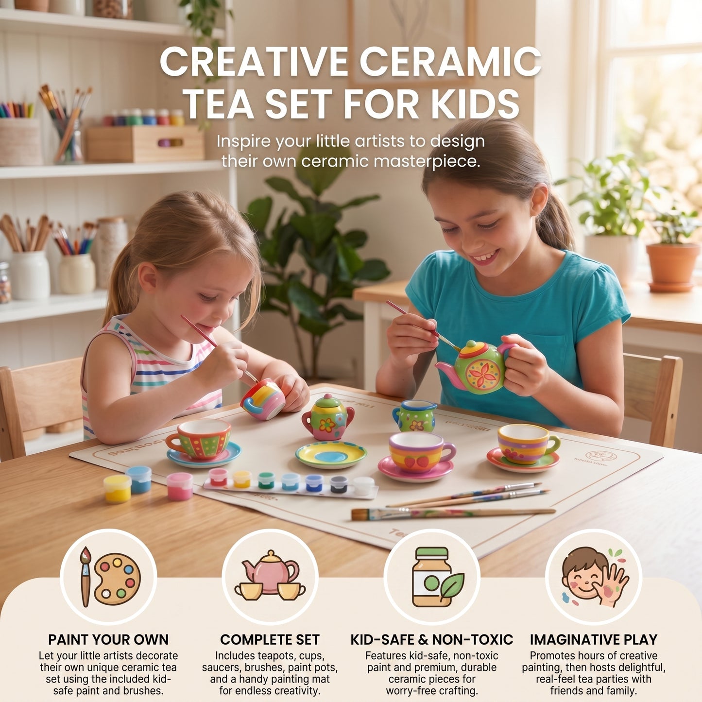 DIY Tea Set Painting Kit 13PCS