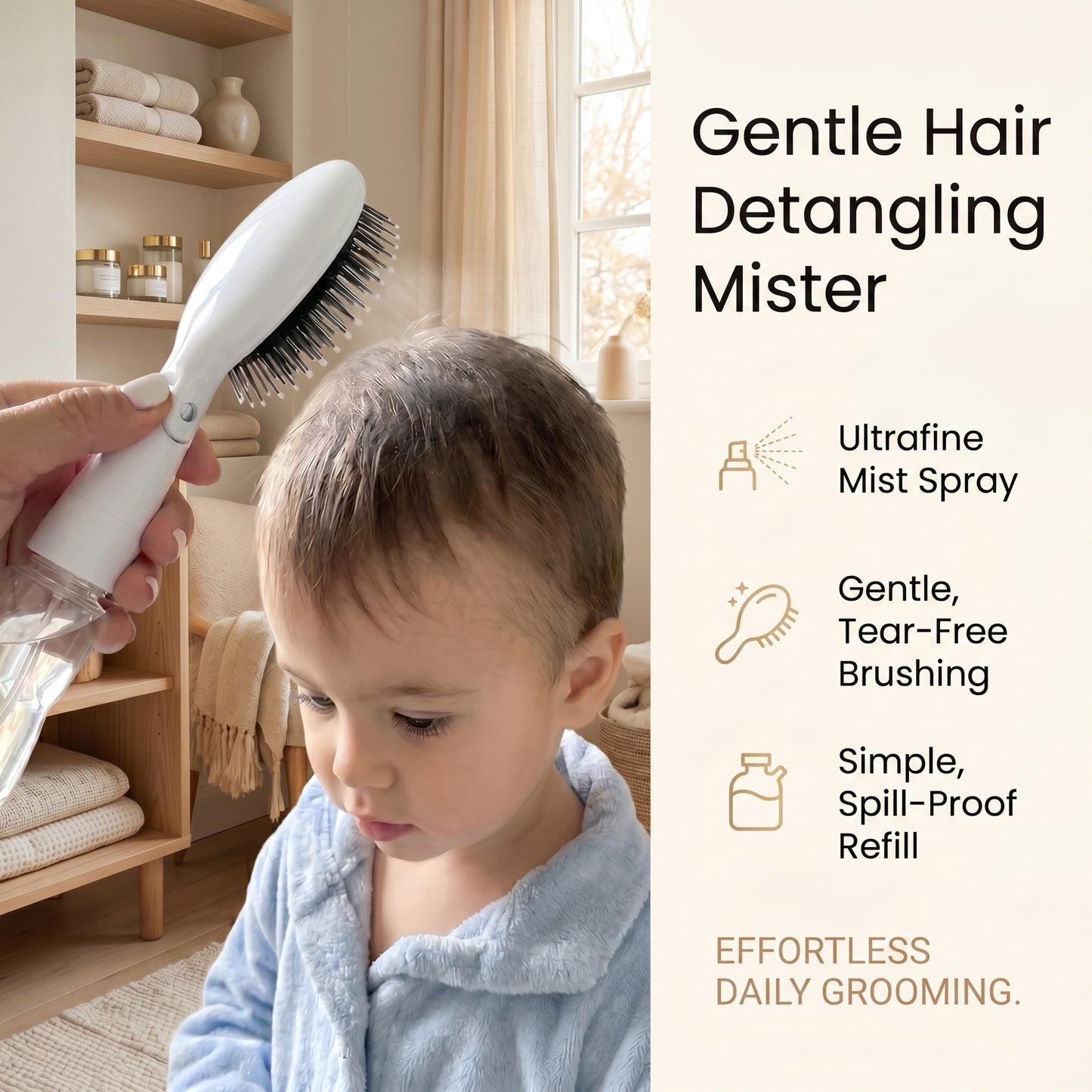 Kids Spray Hair Brush for Easy Detangling