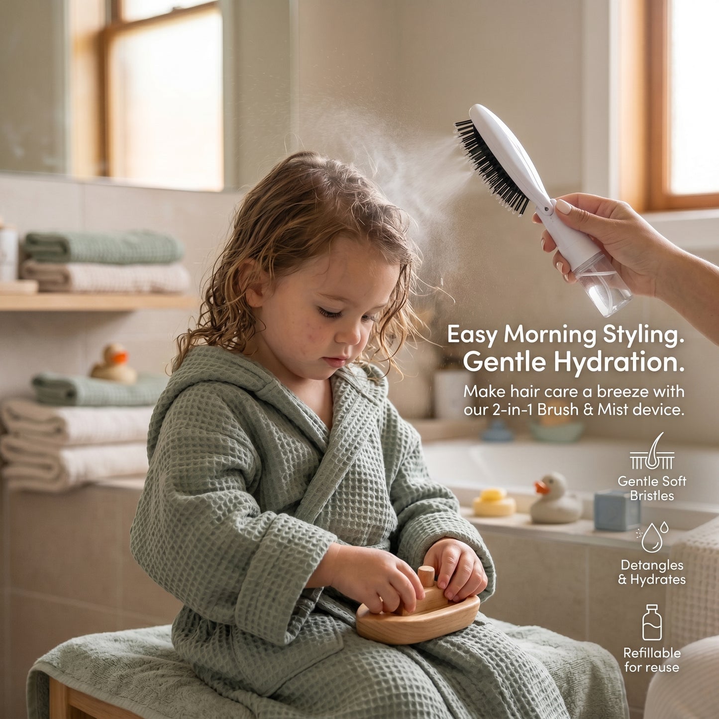 Kids Spray Hair Brush for Easy Detangling