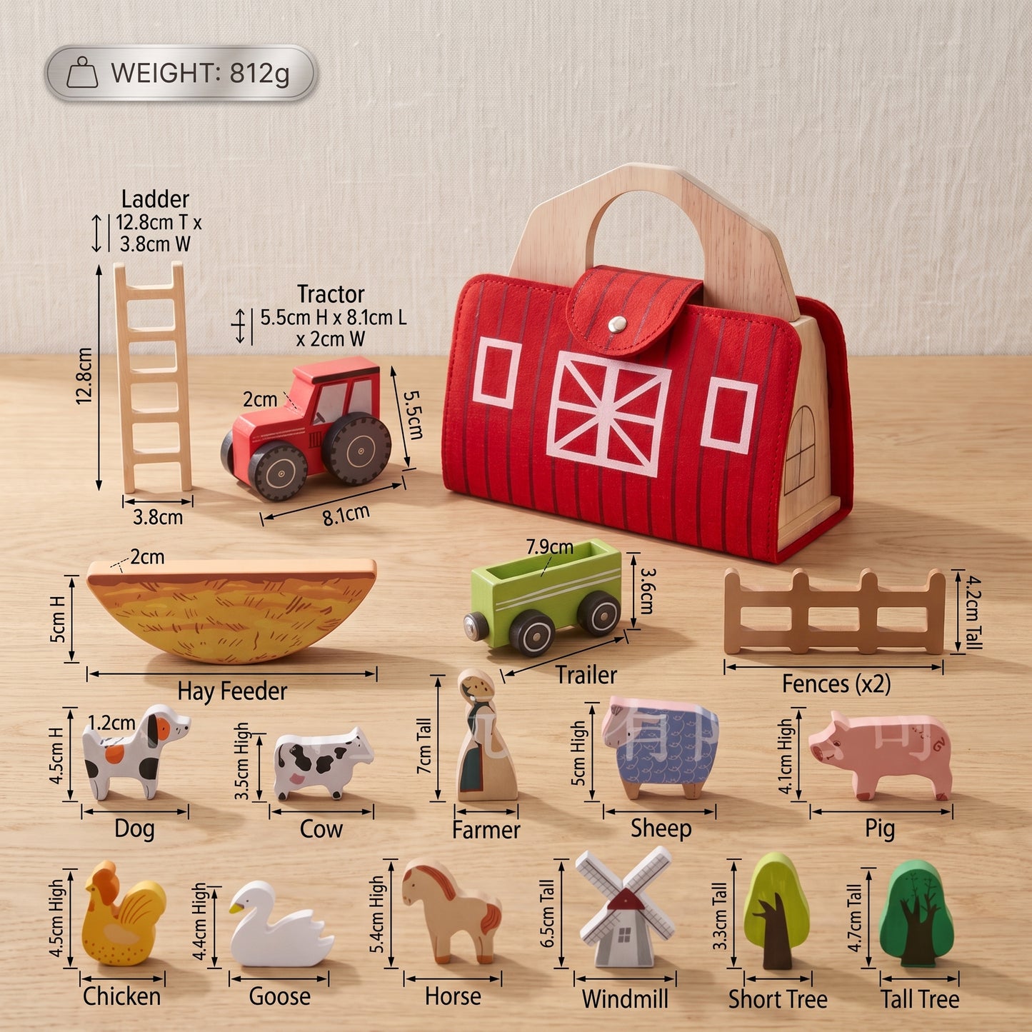 Wooden Travel Farm Play Set