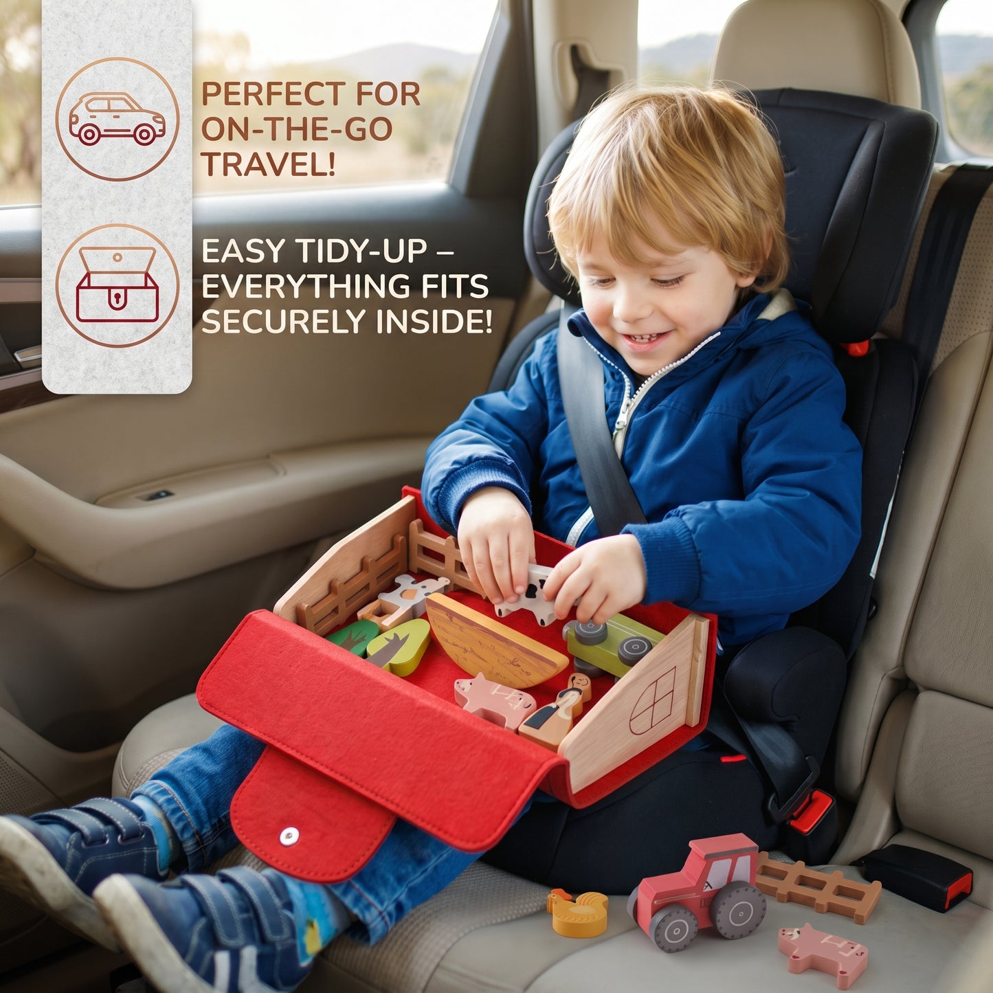 Wooden Travel Farm Play Set