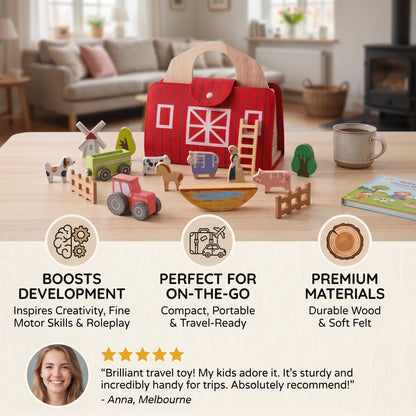 Wooden Travel Farm Play Set
