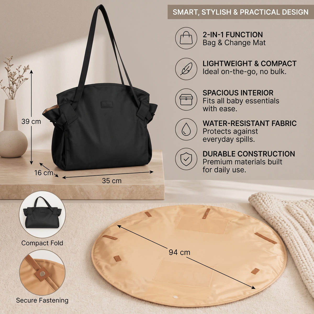 2-in-1 Foldable Baby Changing Bag & Travel Mat
