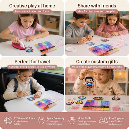 DIY Fuse Beads Craft Kit for Kids – Iron-On Bead Art Set with Mini Iron & Accessories