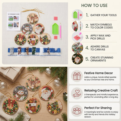 DIY Christmas Diamond Painting Ornament Kit for Kids
