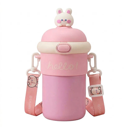 500ml Kids Insulated Glass Bottle with Carry Strap