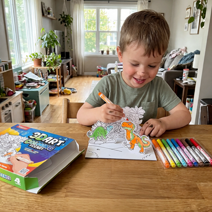3D Pop-Up Colouring Book for Kids with Watercolour Pens
