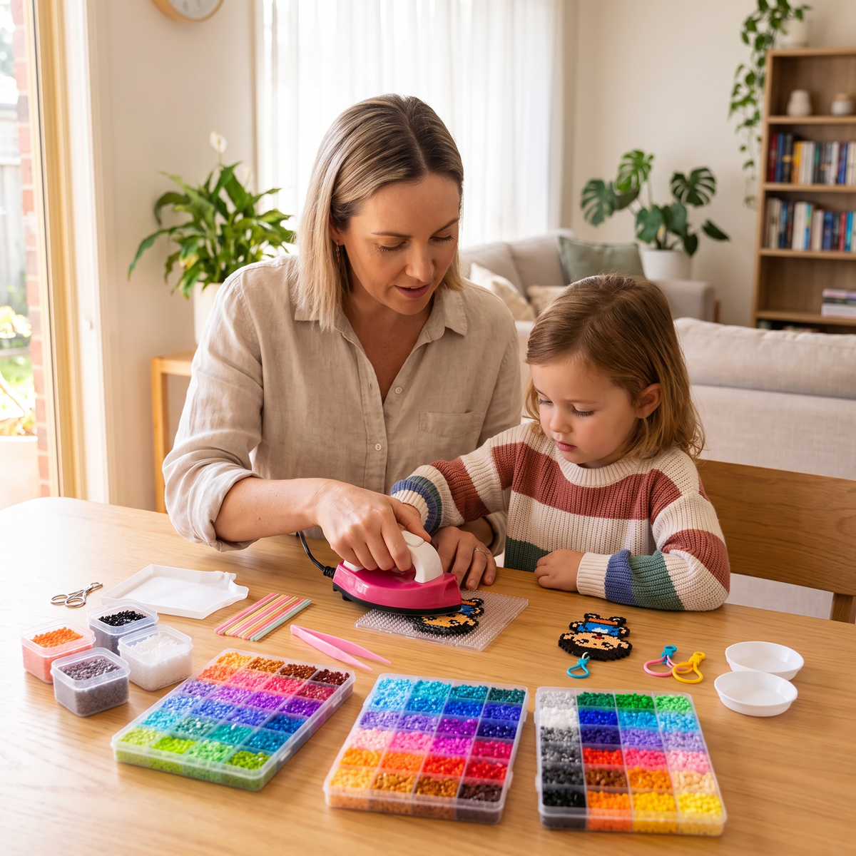 DIY Fuse Beads Craft Kit for Kids – Iron-On Bead Art Set with Mini Iron & Accessories