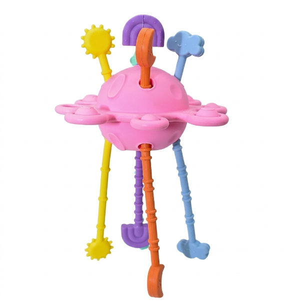Silicone Pull String Sensory Teether Toy for Babies