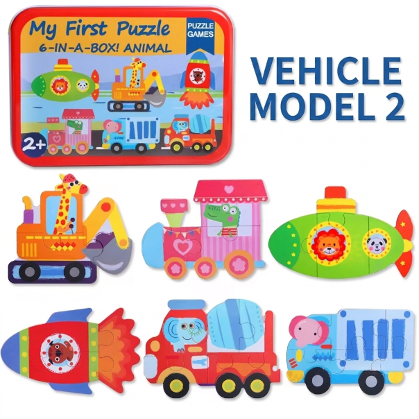 Kids 6 in 1 Wooden Puzzle Box