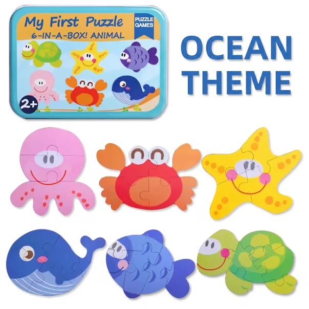 Kids 6 in 1 Wooden Puzzle Box