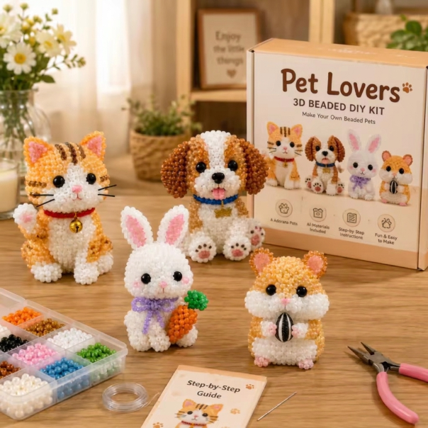 3D Beaded Animal DIY Craft Kit for Kids