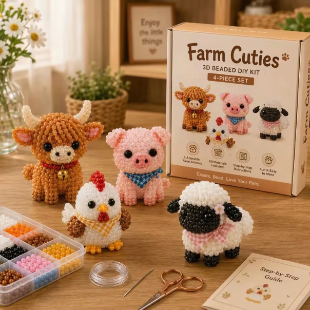 3D Beaded Animal DIY Craft Kit for Kids