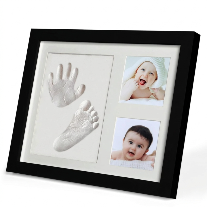 Baby Handprint & Footprint Keepsake Frame with Photo Display