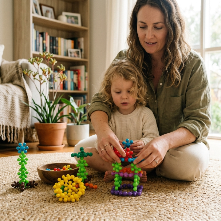 Montessori Snowflake Building Blocks with Instructions