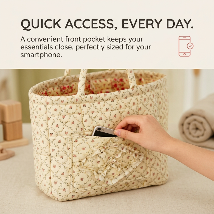 Floral Cotton Storage Basket with Handles