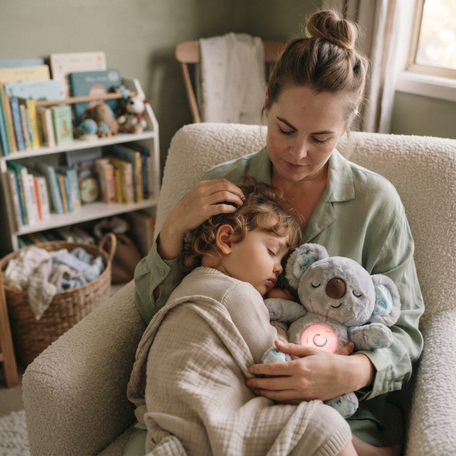 Interactive Breathing Plush Toy with Light, Sound & Moving Ears