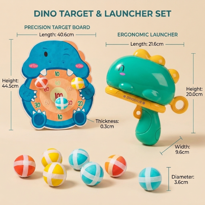 Dinosaur Sticky Ball Launcher & Target Shooting Game for Kids
