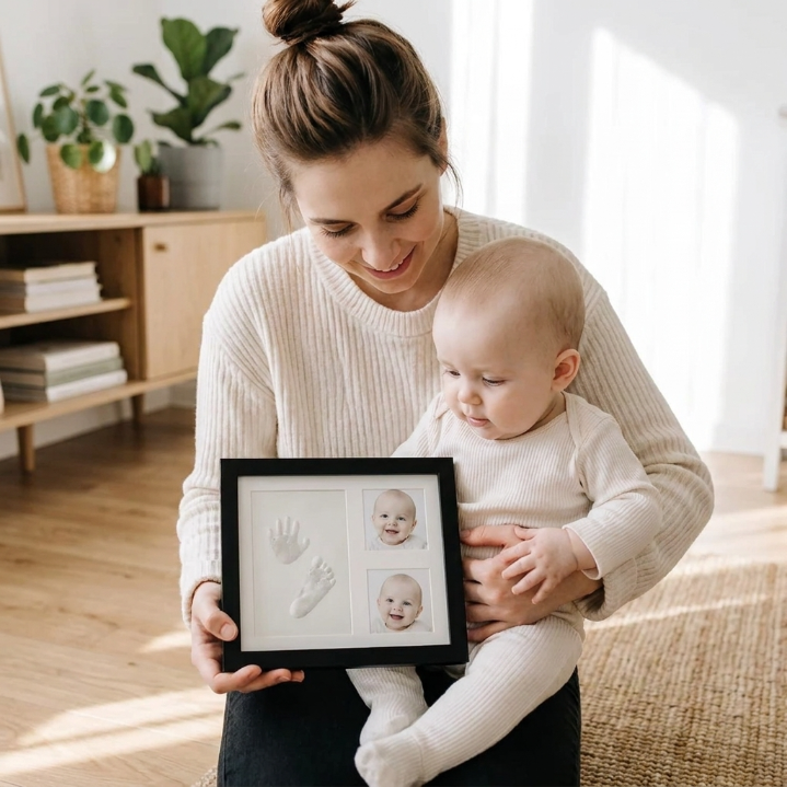 Baby Handprint & Footprint Keepsake Frame with Photo Display
