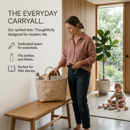 Floral Cotton Storage Basket with Handles