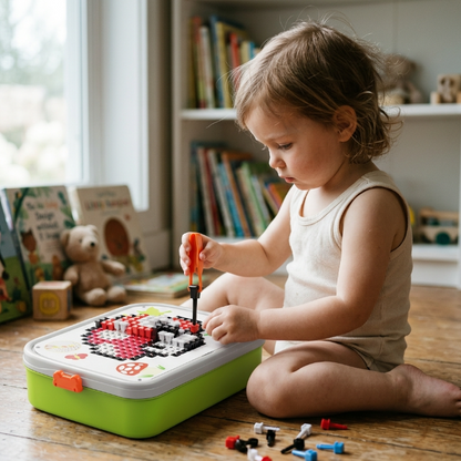 Kids DIY Mosaic Pegboard Puzzle Set with Storage Case