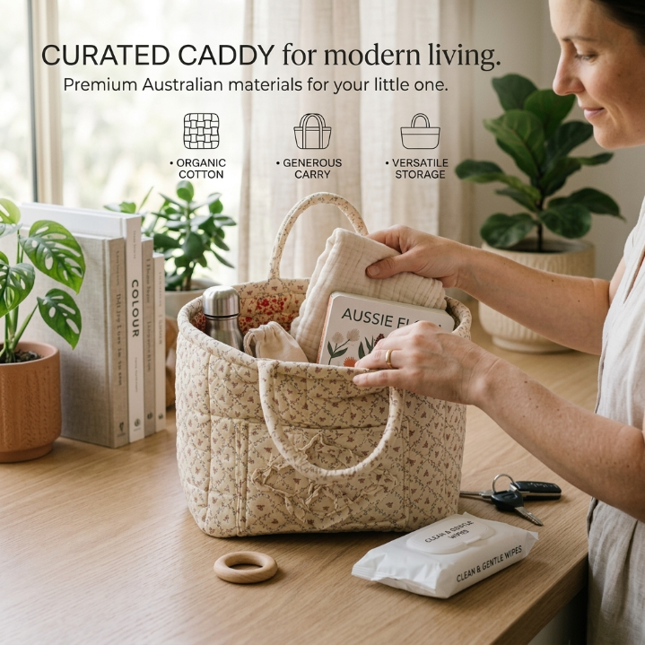 Floral Cotton Storage Basket with Handles
