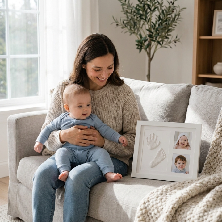 Baby Handprint & Footprint Keepsake Frame with Photo Display