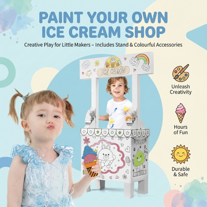 DIY Ice Cream Shop Cardboard Playhouse