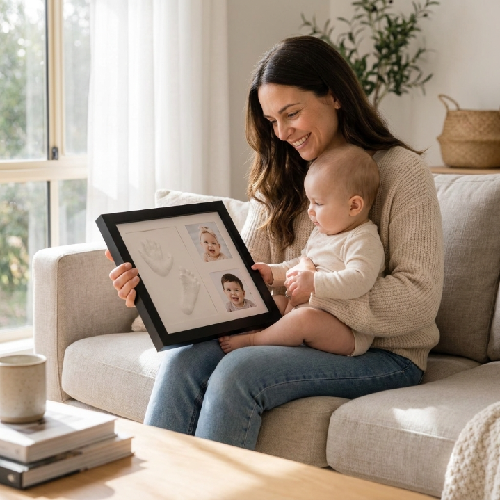 Baby Handprint & Footprint Keepsake Frame with Photo Display