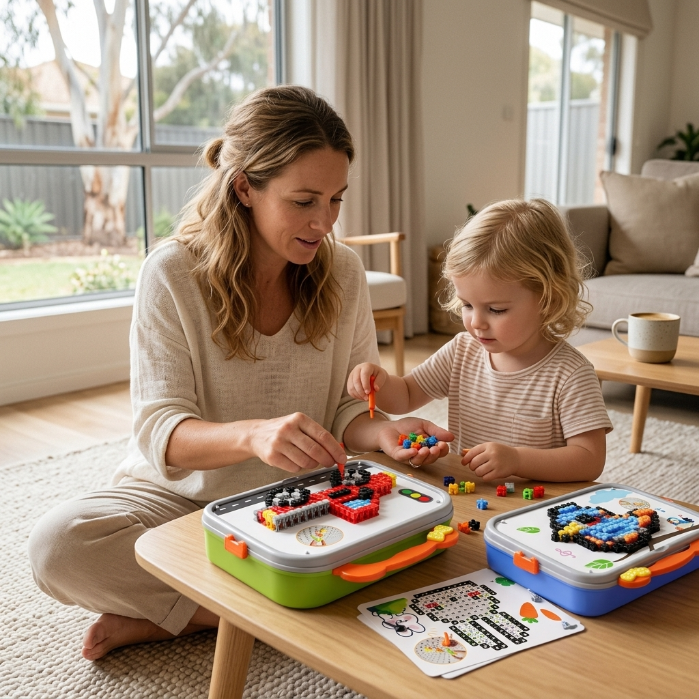 Kids DIY Mosaic Pegboard Puzzle Set with Storage Case