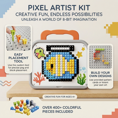 Kids DIY Mosaic Pegboard Puzzle Set with Storage Case