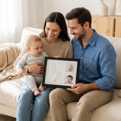 Baby Handprint & Footprint Keepsake Frame with Photo Display