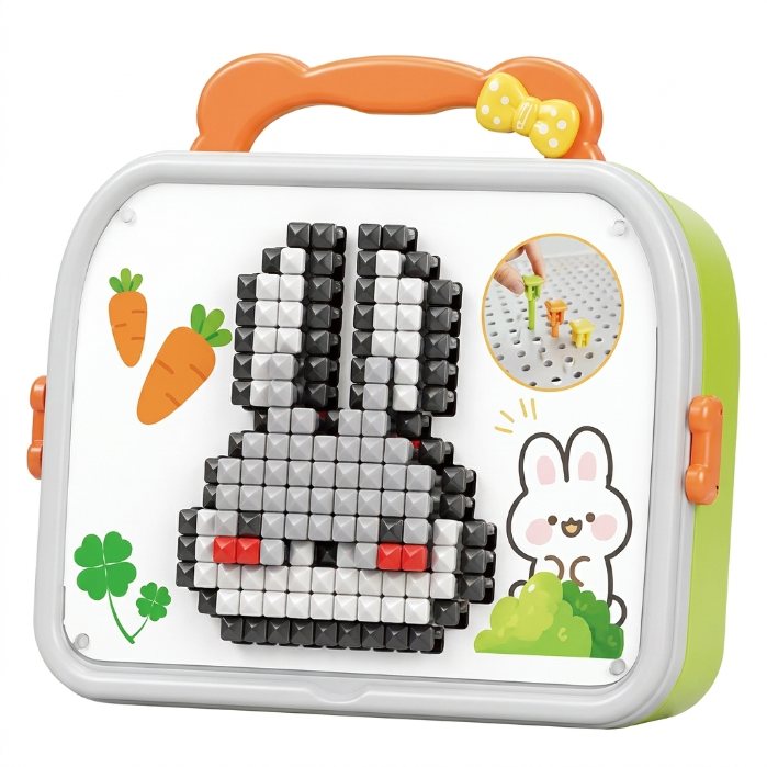 Kids DIY Mosaic Pegboard Puzzle Set with Storage Case