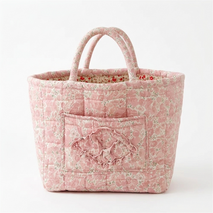 Floral Cotton Storage Basket with Handles