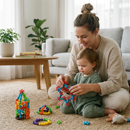 Montessori Snowflake Building Blocks with Instructions
