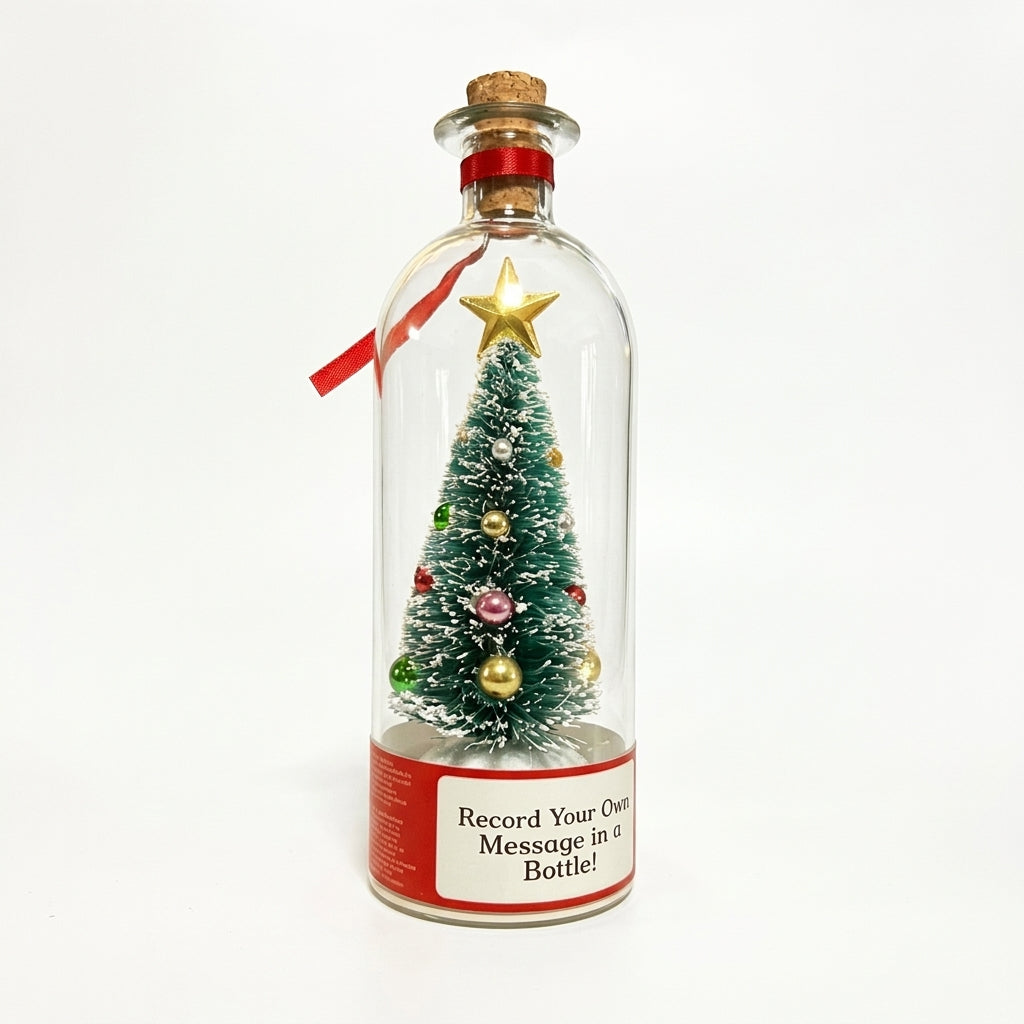 Recordable Christmas Message Glas Bottle with Mini Tree