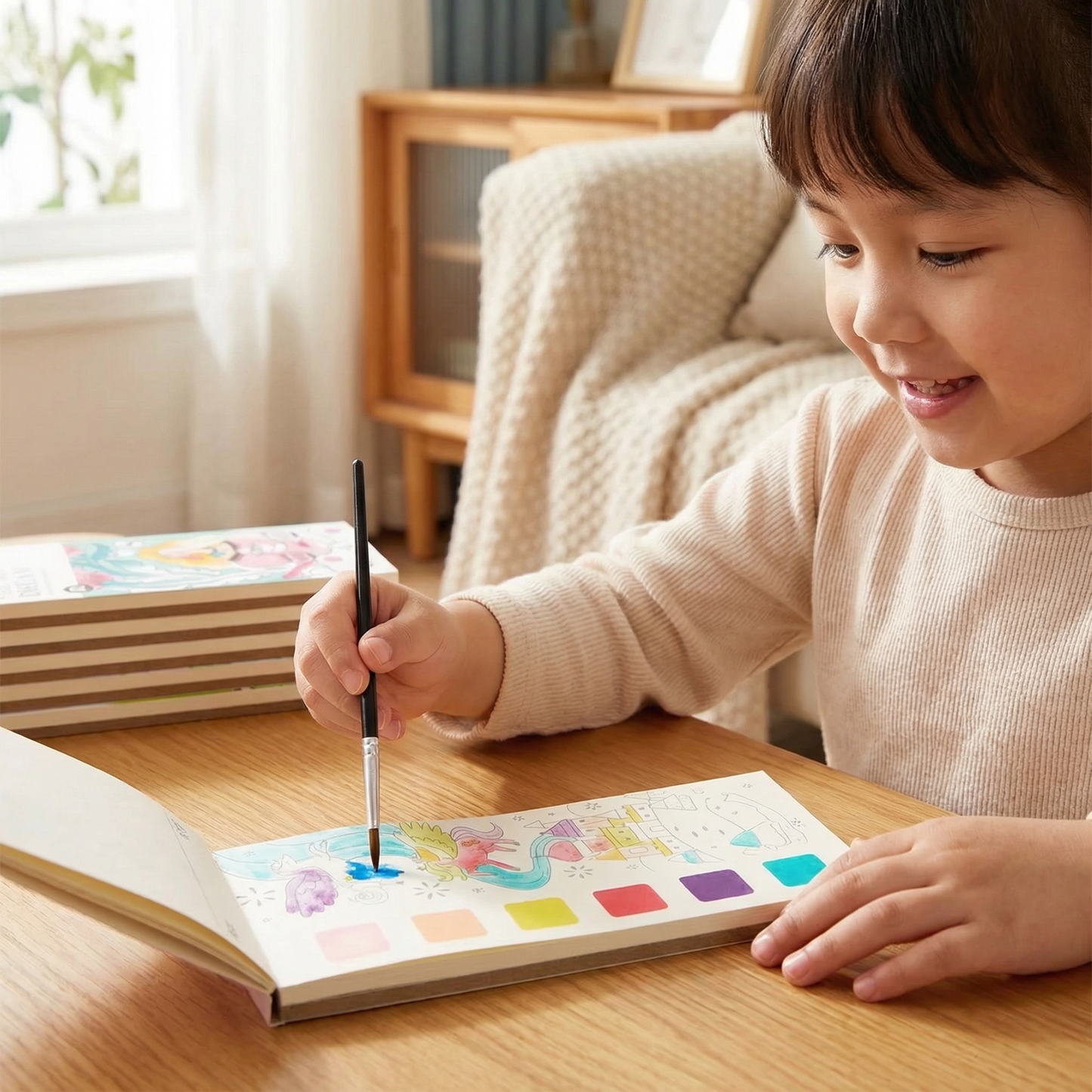 Watercolour Painting Book with Built In Paint