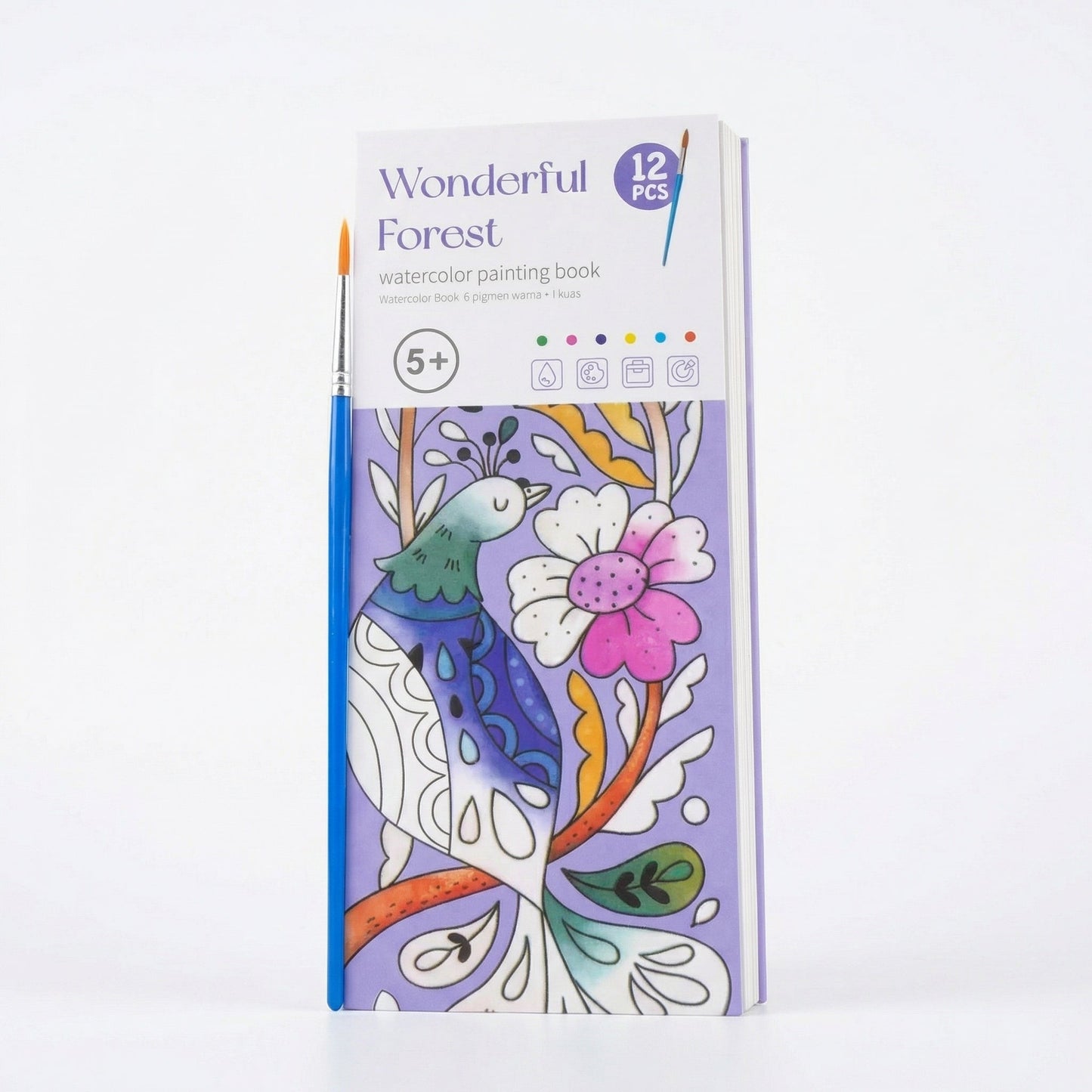 Watercolour Painting Book with Built In Paint