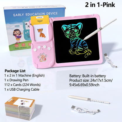 2 in 1 Kids Learning Tablet 224 Cards