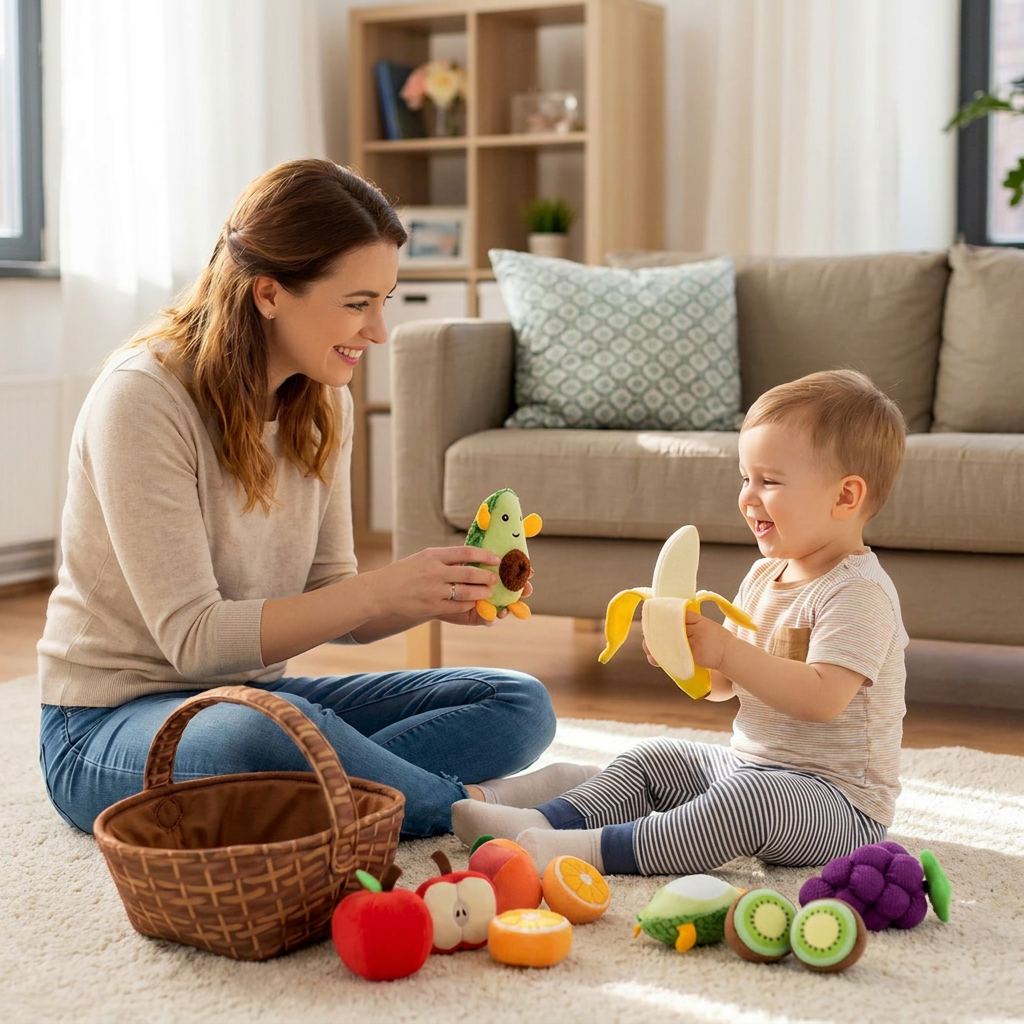 Fruit Friends Plush Activity Basket
