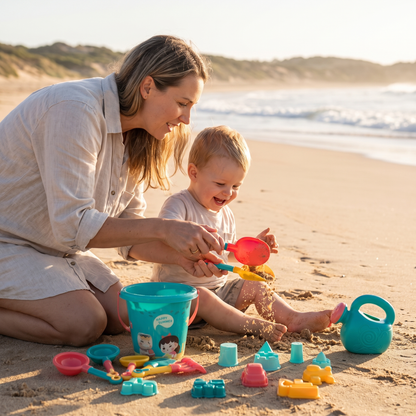 18 Piece Kids Beach Toy Set with Bucket & Sand Tools