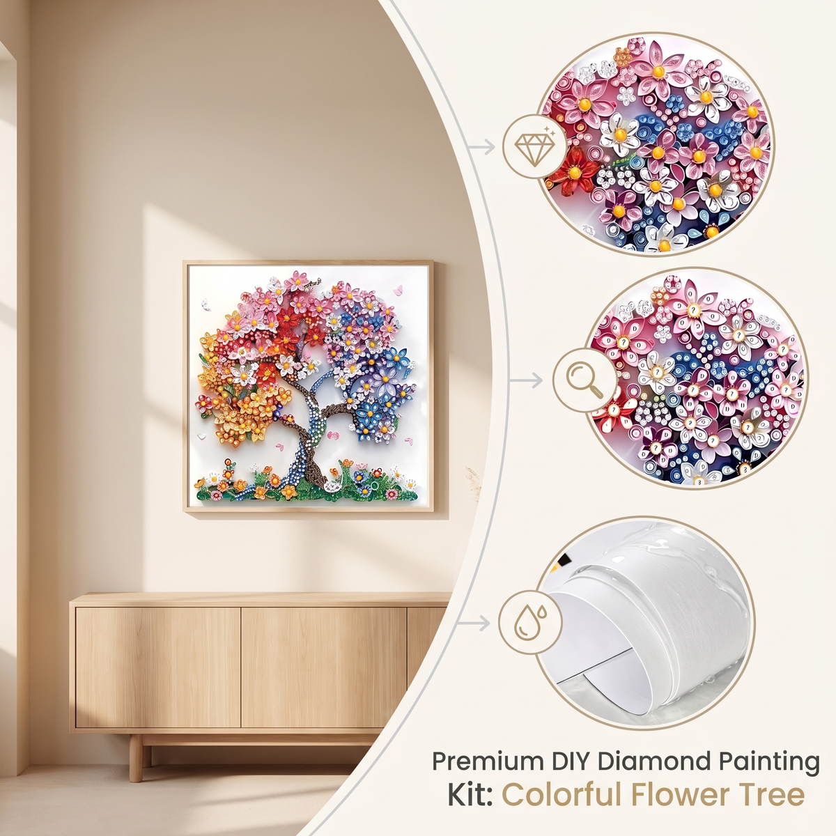 5D Diamond Art Flower Tree Painting Kit for Adults & Beginners