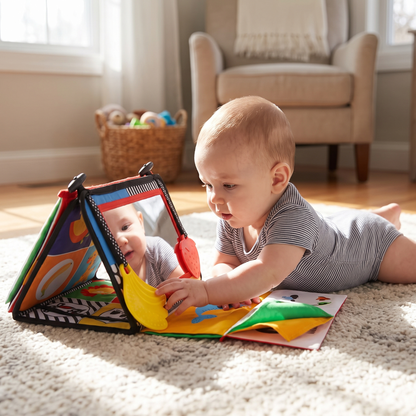 Baby Tummy Time Mirror & High Contrast Sensory Activity Book