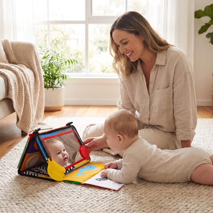 Baby Tummy Time Mirror & High Contrast Sensory Activity Book