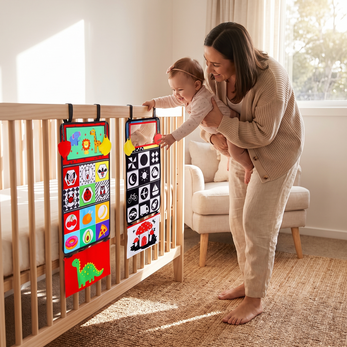 Baby Tummy Time Mirror & High Contrast Sensory Activity Book
